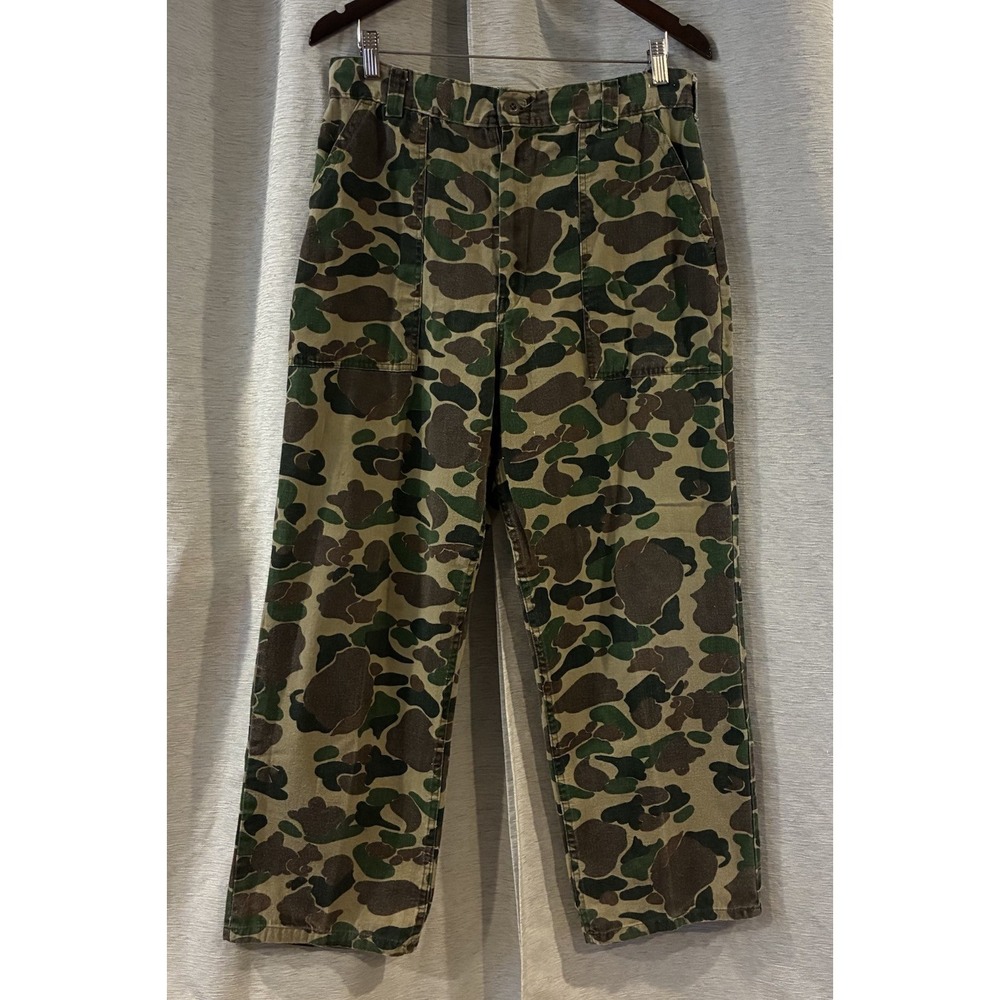 Vintage Ranger Camo Pants Mens Medium Green Brown Outdoor Hunting Made in USA